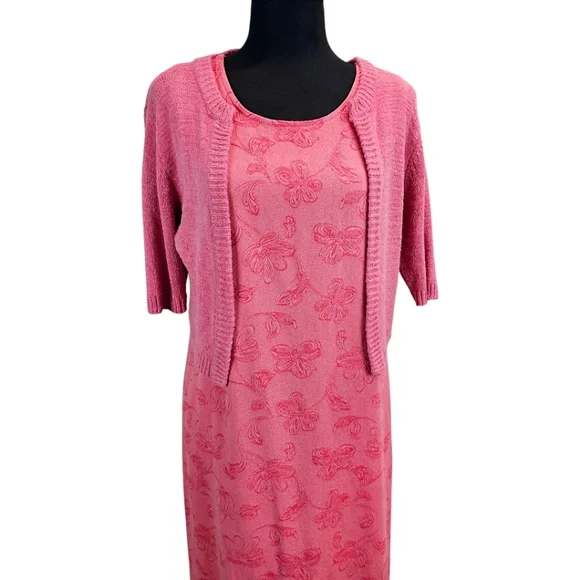 Vintage 90s Soft Girl Maxi Dress + Cardigan 8 Femcore Coquette Phoebe Buffay - Picture 8 of 16